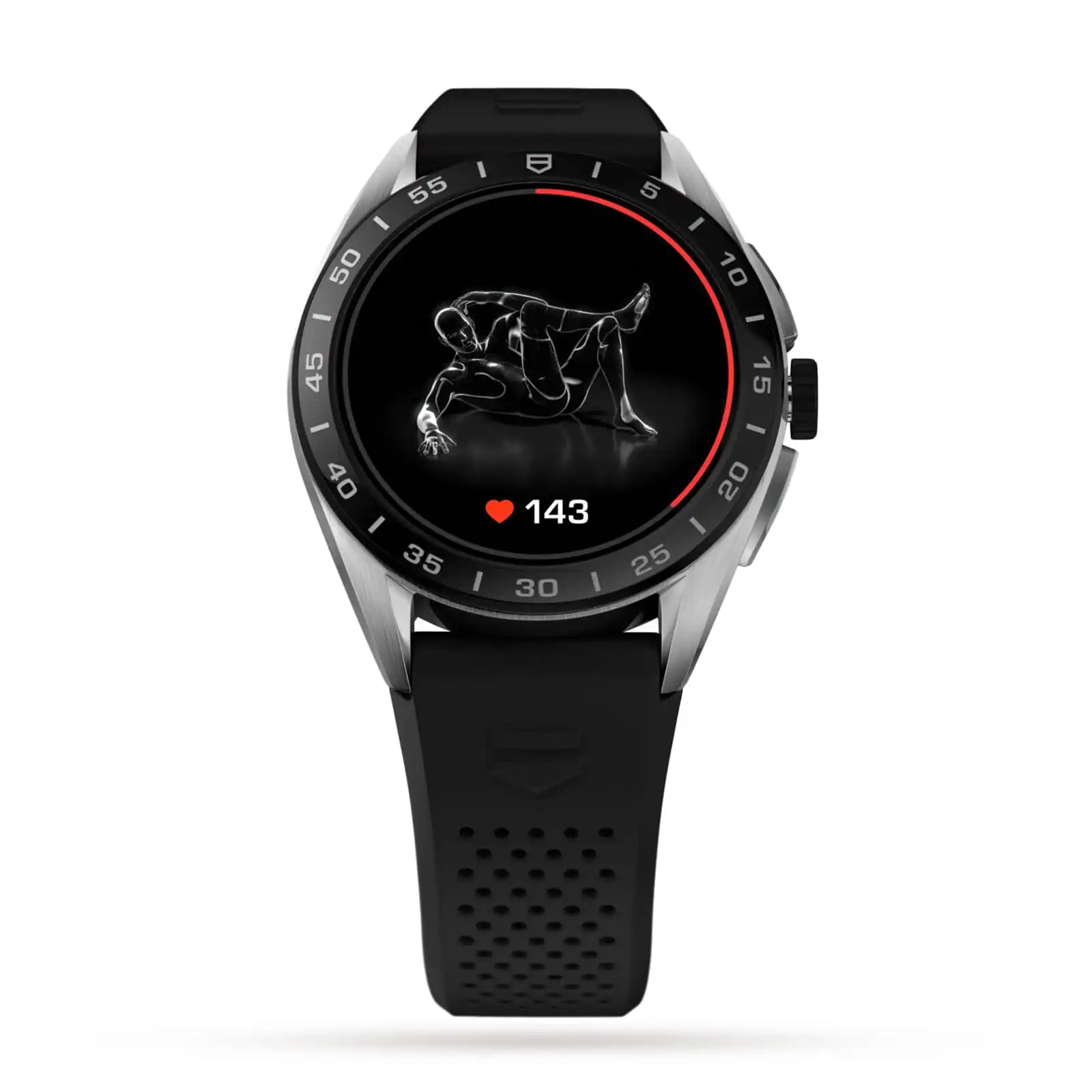 TAG Heuer Connected Calibre E4 45mm – 2022 – Steel Case – Black Rubber Strap Smart Replica SBR8A10.BT6259 - Image 2