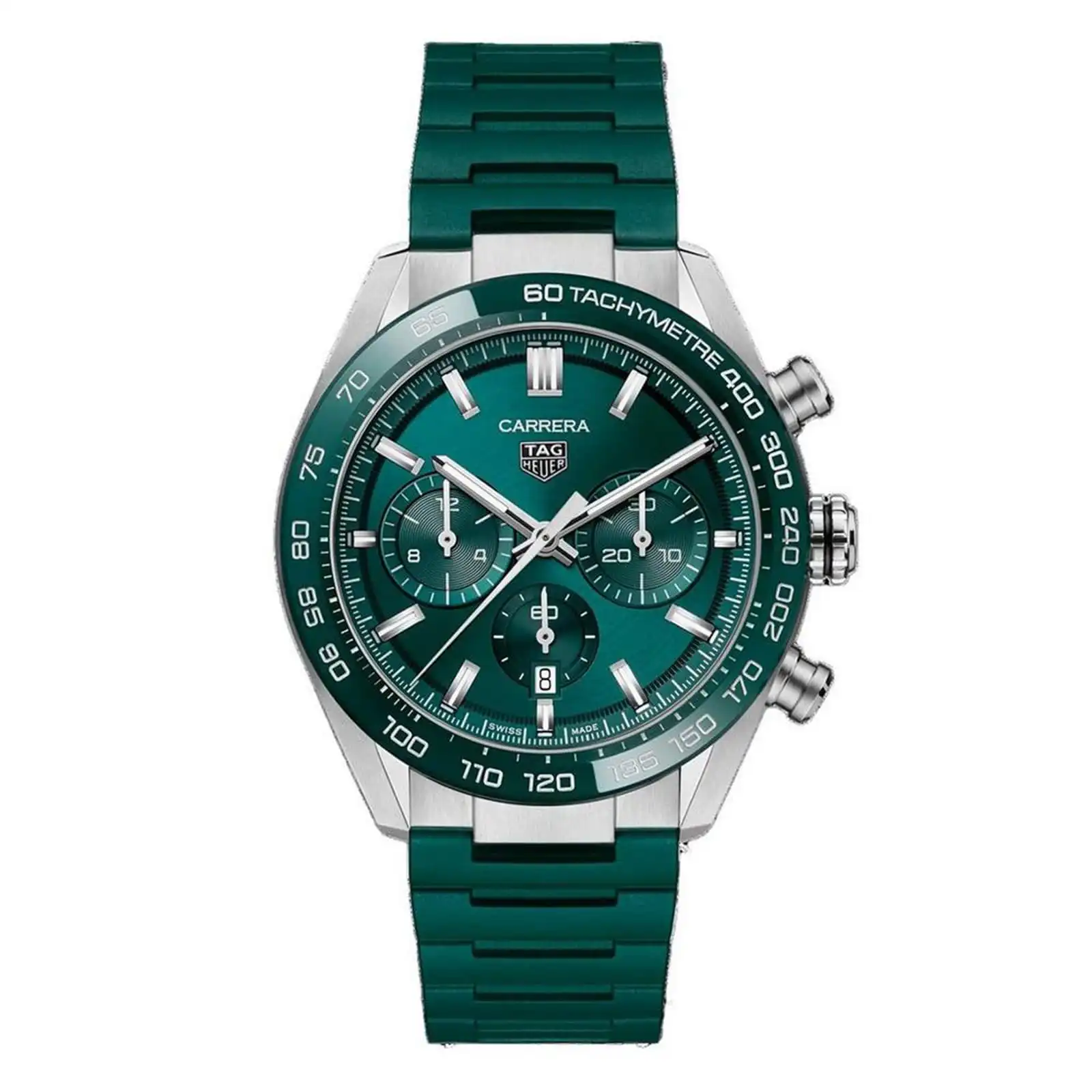 TAG Heuer Carrera Chronograph 44mm Mens Replica Green Rubber CBN2A1N.FT6238