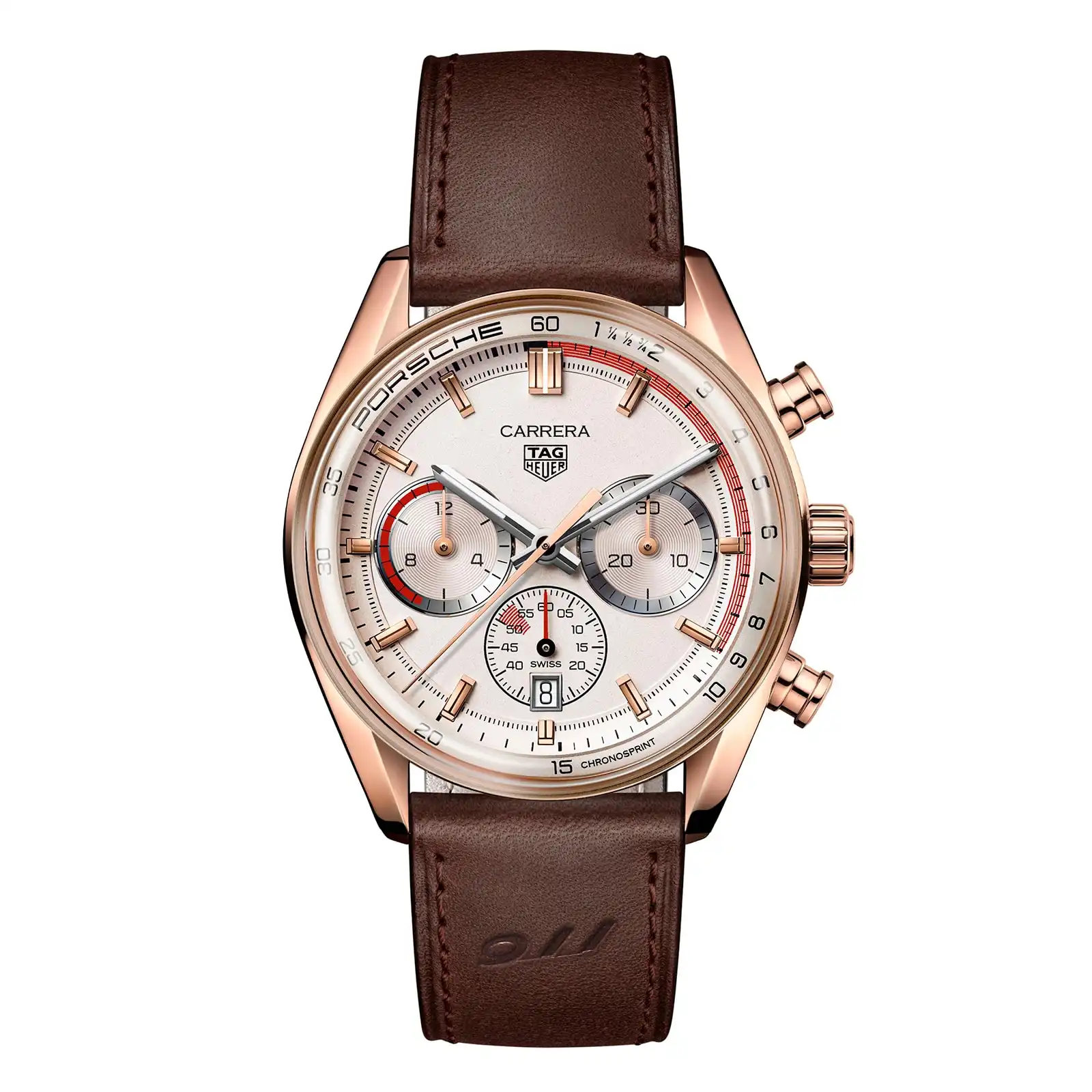 TAG Heuer Carrera Chronosprint X Porsche Special Edition 42mm Mens Replica Beige CBS2040.FC8318