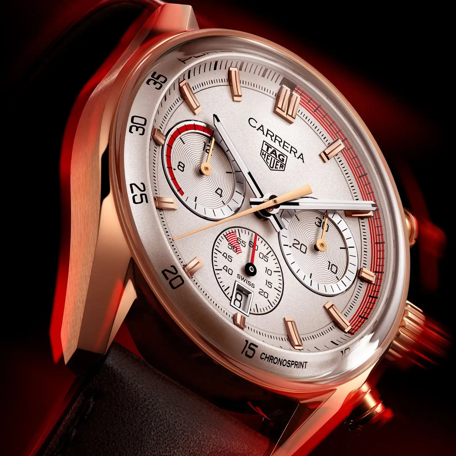 TAG Heuer Carrera Chronosprint X Porsche Special Edition 42mm Mens Replica Beige CBS2040.FC8318 - Image 8