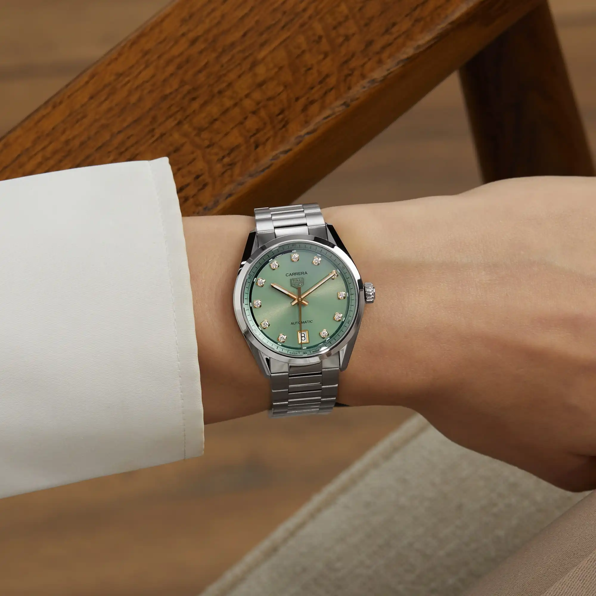 TAG Heuer Carrera Date 36mm Ladies Replica Green Diamond Dot WBN2317.BA0001 - Image 8