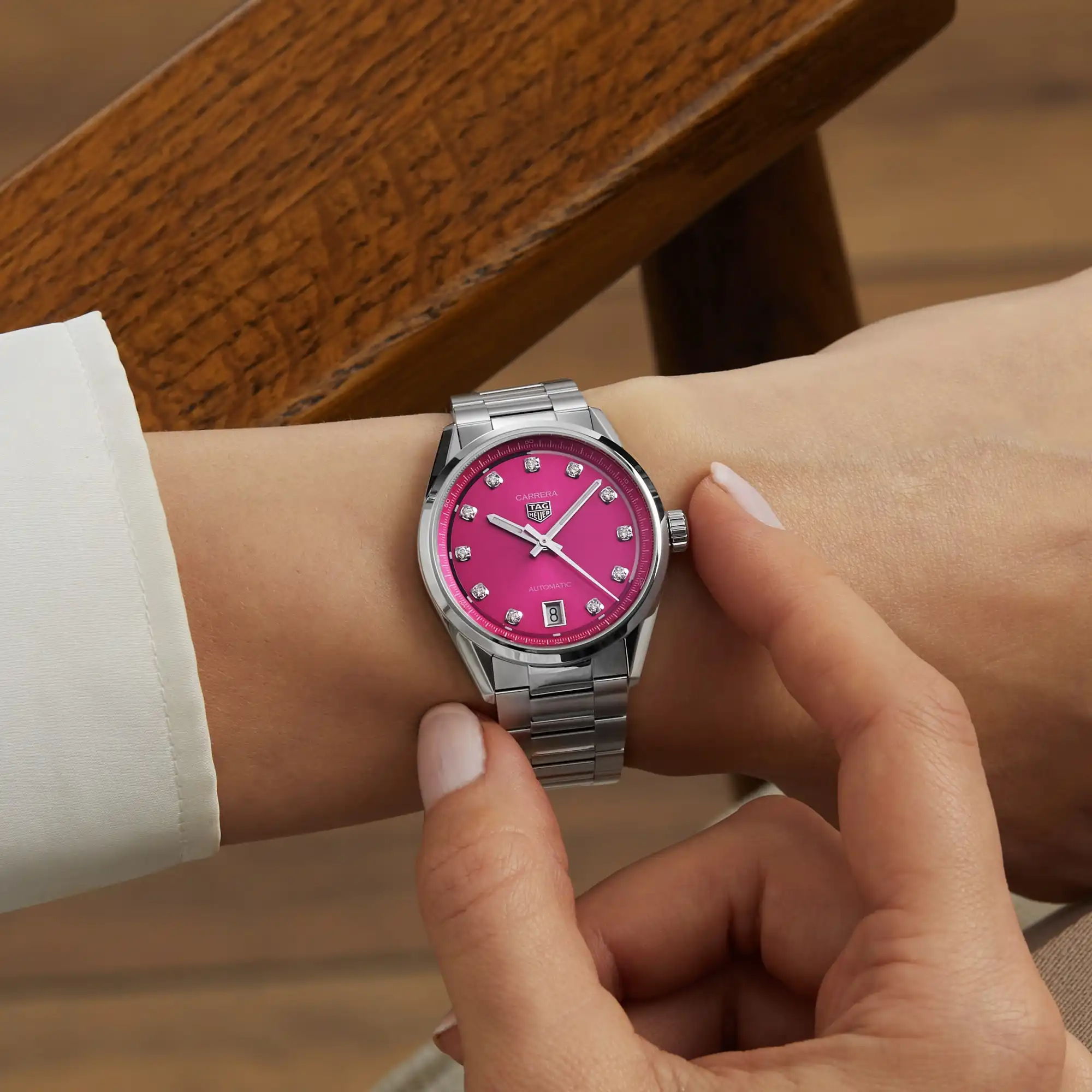 TAG Heuer Carrera Date 36mm Ladies Replica Pink Diamond Dot WBN2318.BA0001 - Image 8