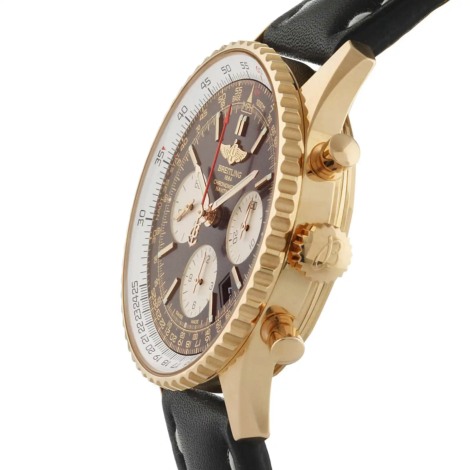 Replica Breitling Navitimer Automatic 18ct Red Gold Leather Strap 43mm Mens RB012012/BA49 436X - Image 3