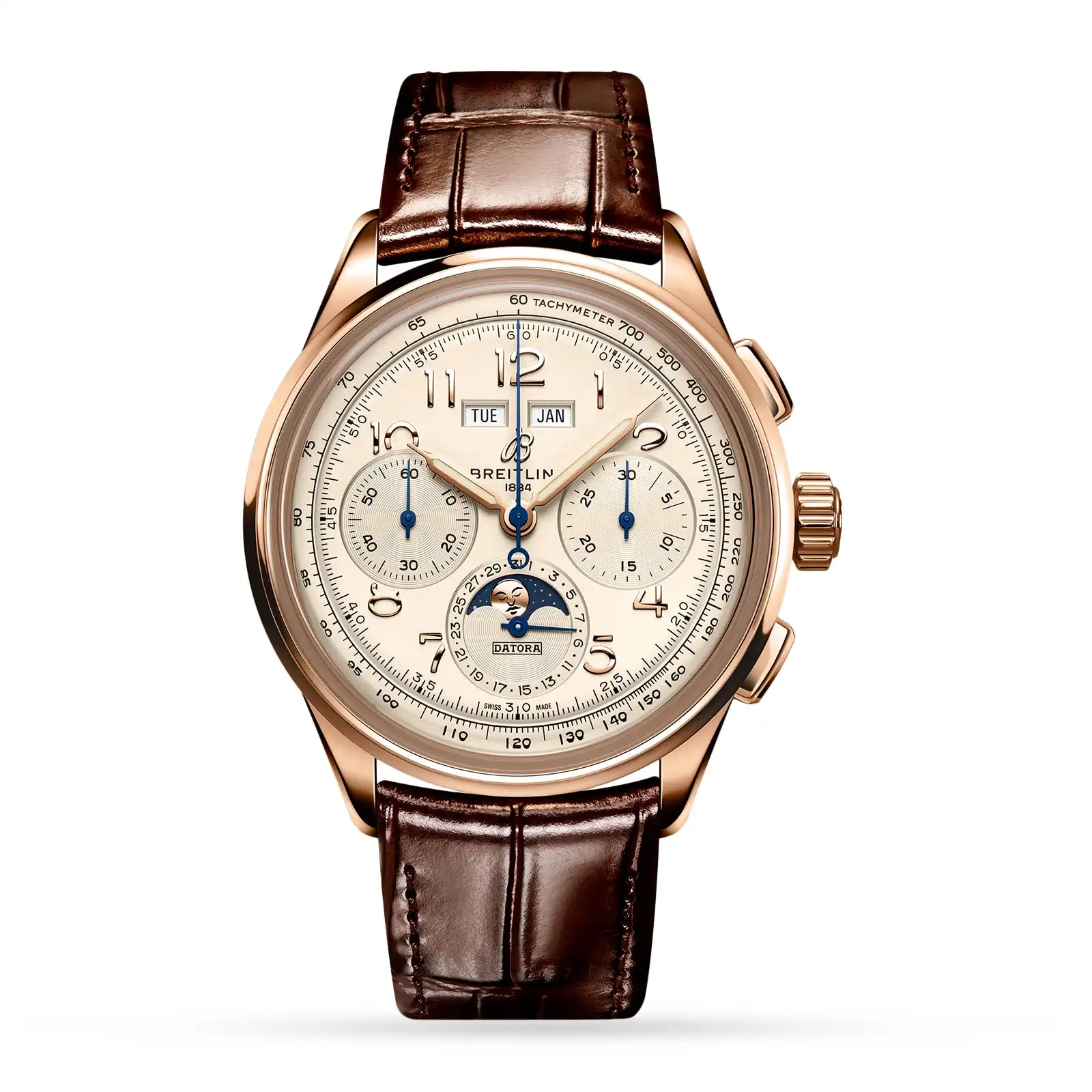 Replica Breitling Premier B25 Datora 42 18k Red Gold Leather Strap RB2510371G1P1