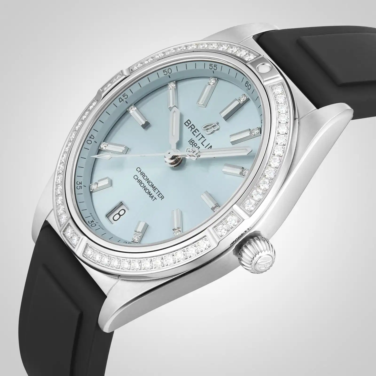 Replica Breitling Chronomat Automatic 36 Stainless Steel & 18k grey gold Rubber Strap – Ice Blue G10380591C1S1 - Image 6