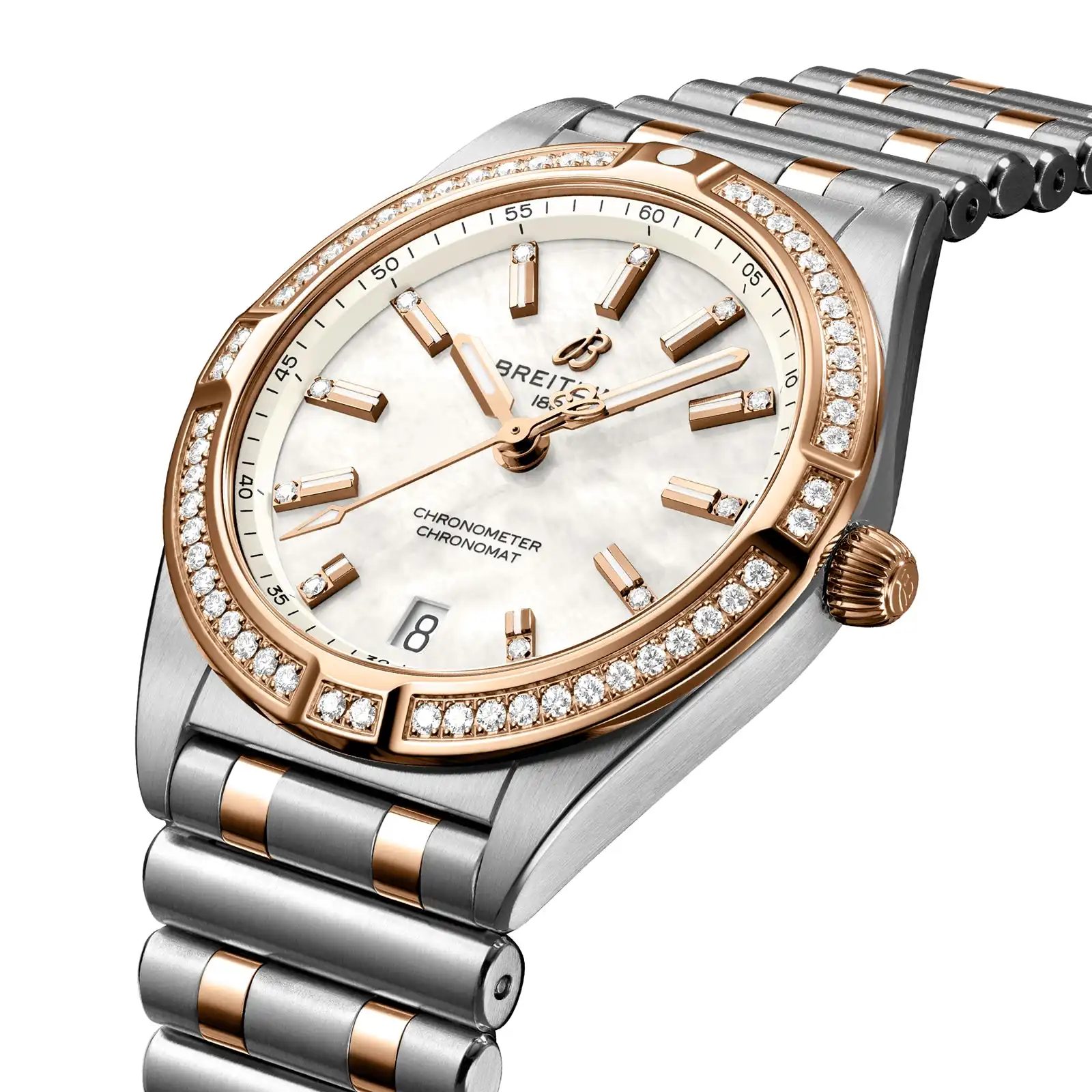 Replica Breitling Chronomat 32 Stainless Steel & 18k Red Gold (Gem-set) – Mother of Pearl U77310591A2U1 - Image 2