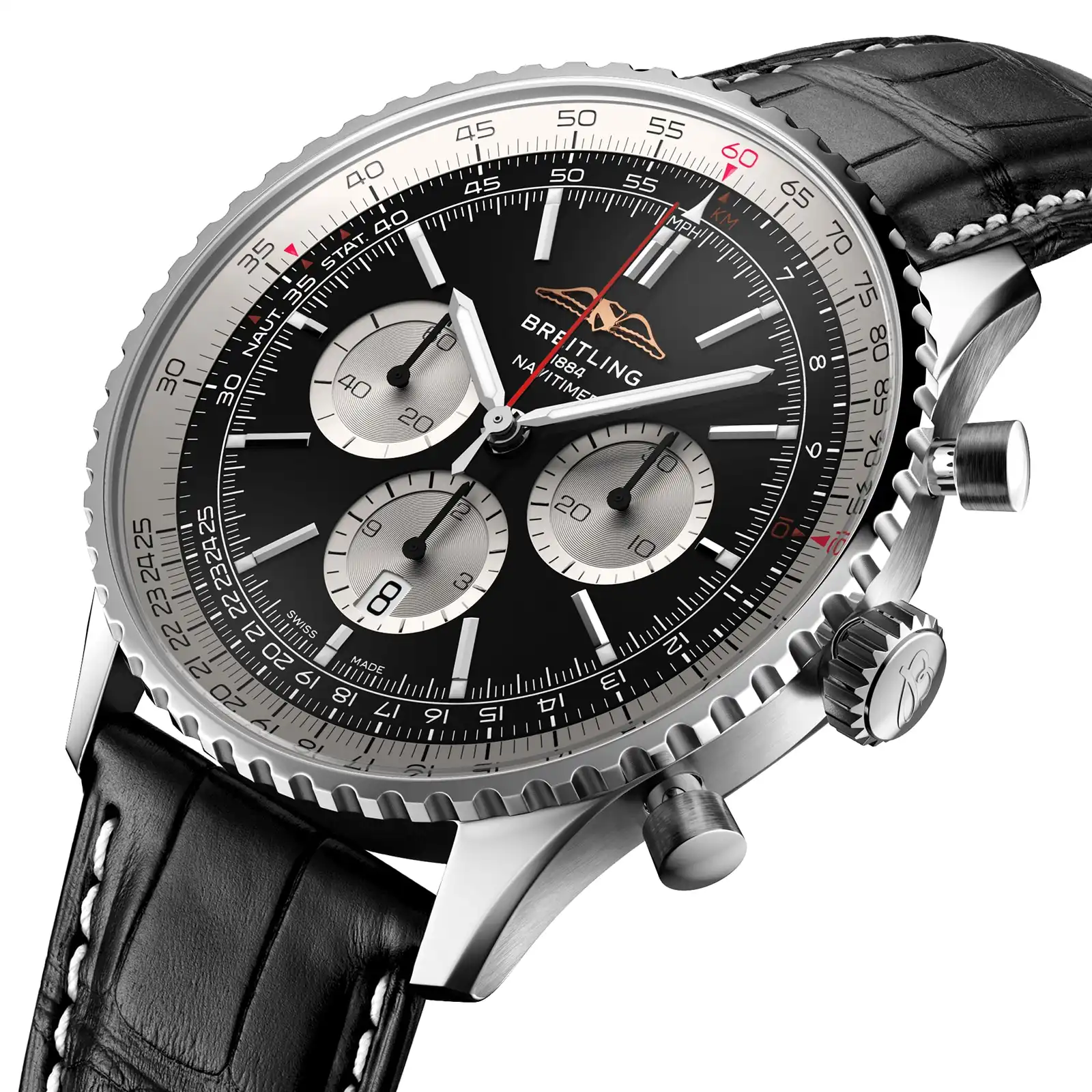 Replica Breitling Navitimer B01 Chronograph 46 Stainless Steel Leather Strap AB0137211B1P1 - Image 2