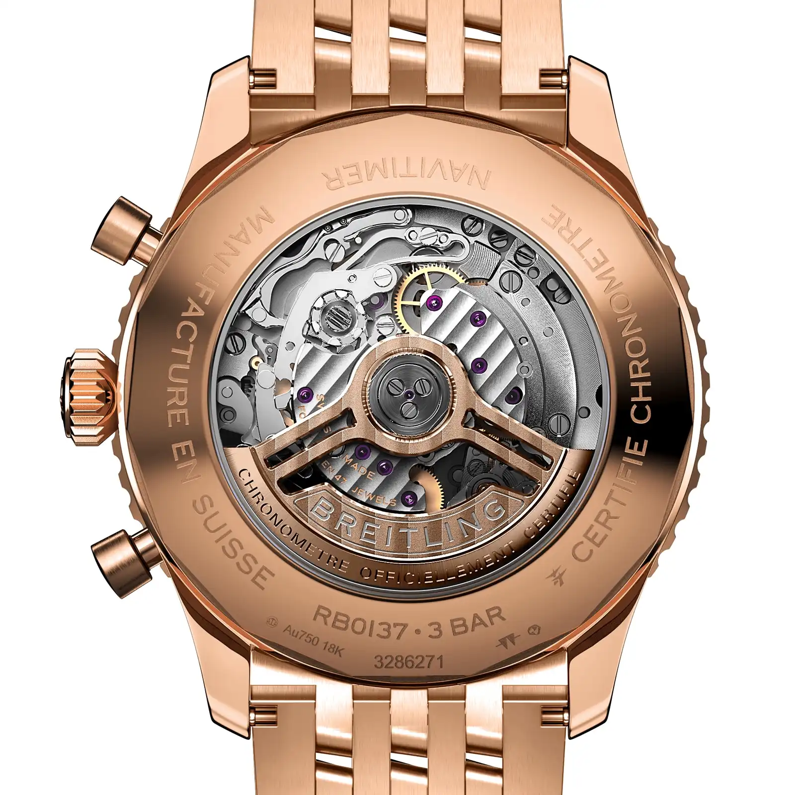 Replica Breitling Navitimer B01 Chronograph 46 18k Red Gold RB0137241G1R1 - Image 4