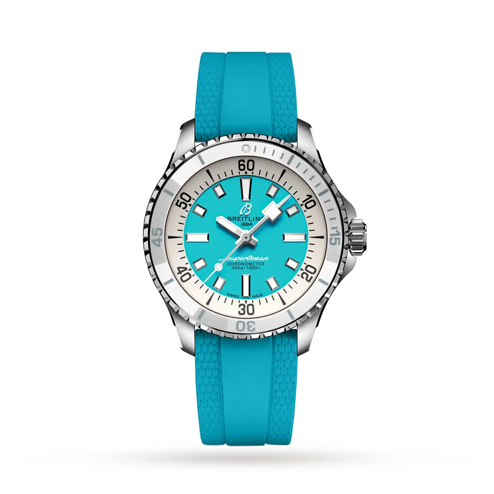 Replica Breitling Superocean Automatic 36 Stainless Steel Turquoise Rubber A17377211C1S1