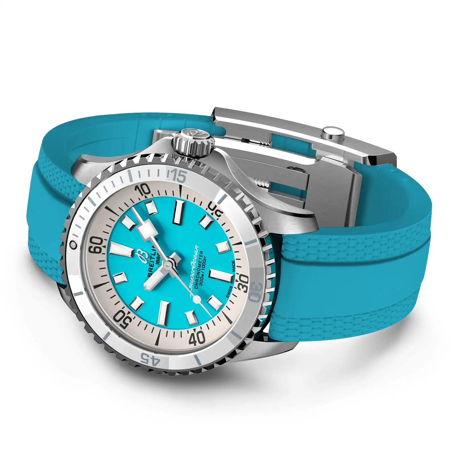 Replica Breitling Superocean Automatic 36 Stainless Steel Turquoise Rubber A17377211C1S1 - Image 4