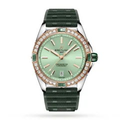 Replica Breitling Super Chronomat Automatic 38 Green Stainless Steel & 18ct Rose Gold Rubber Strap U17356531L1S1