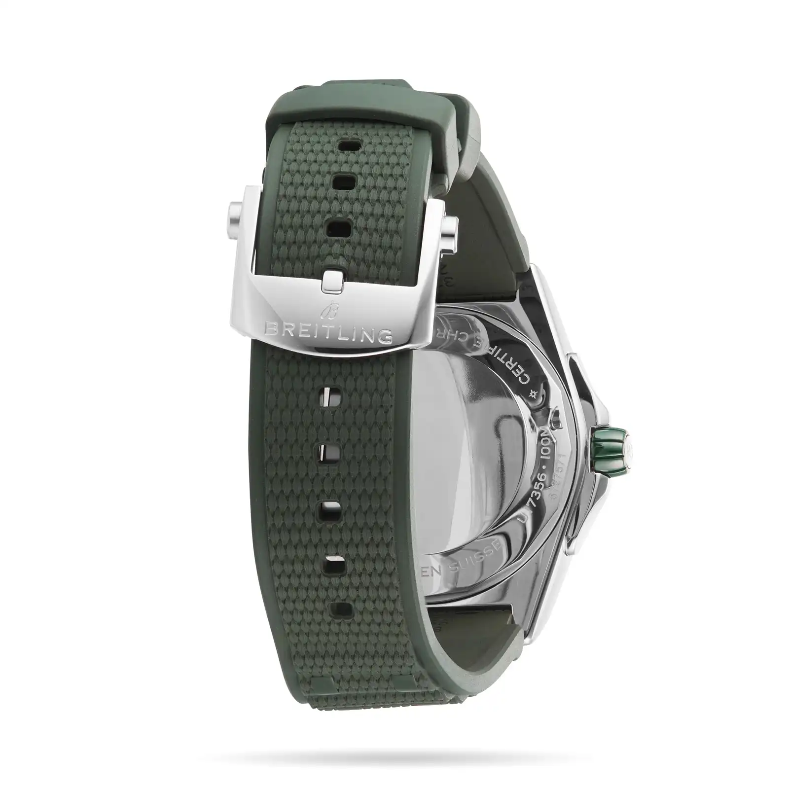 Replica Breitling Super Chronomat Automatic 38 Green Stainless Steel & 18ct Rose Gold Rubber Strap U17356531L1S1 - Image 4