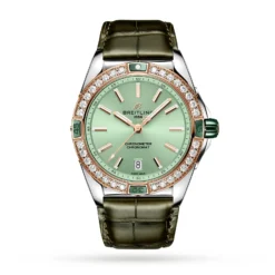 Replica Breitling Super Chronomat Automatic 38 Green Stainless Steel & 18ct Rose Gold Leather Strap U17356531L1P1