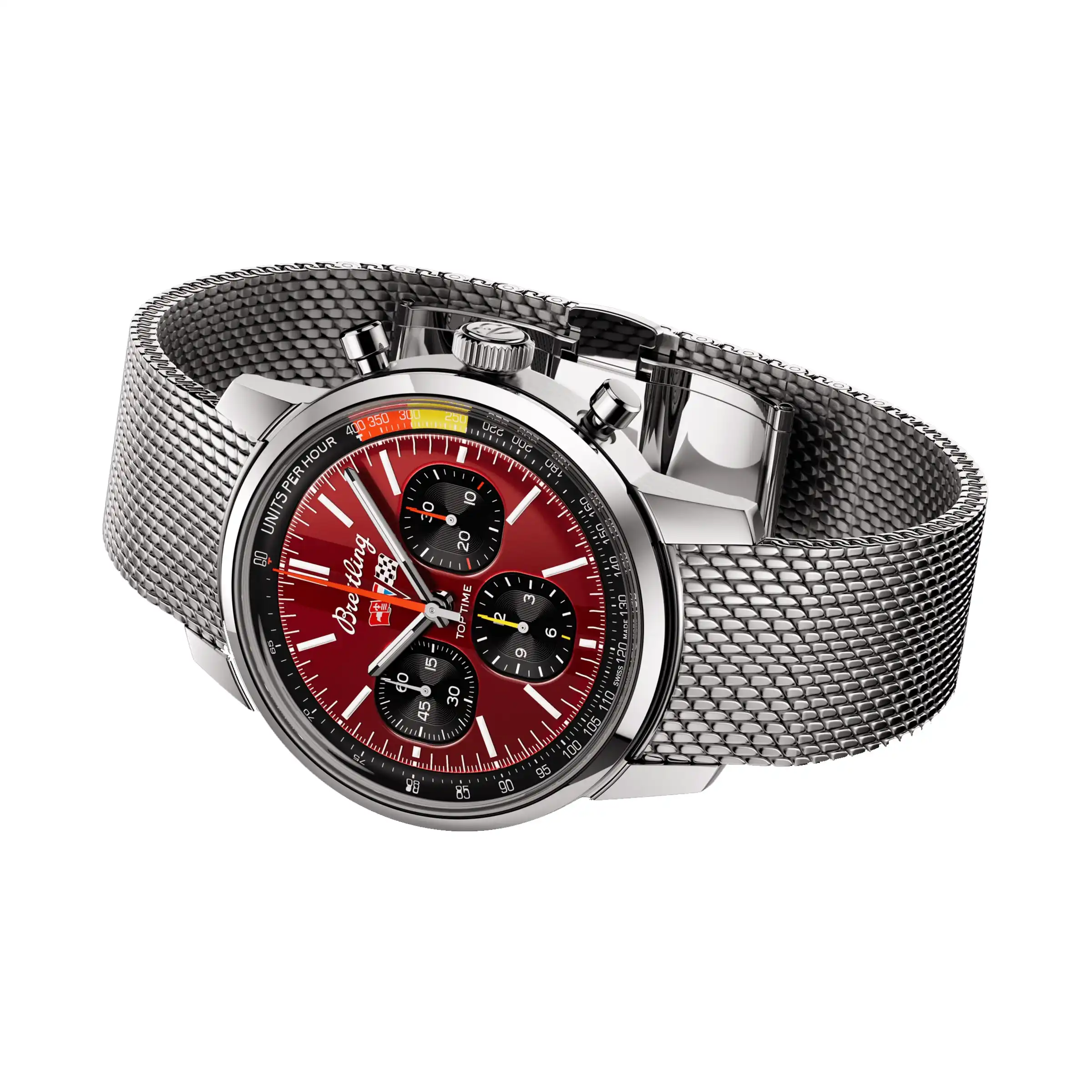 Replica Breitling Top Time B01 Classic Cars Chevrolet Corvette 41mm Mens Mesh Strap AB01761A1K1A1 - Image 3