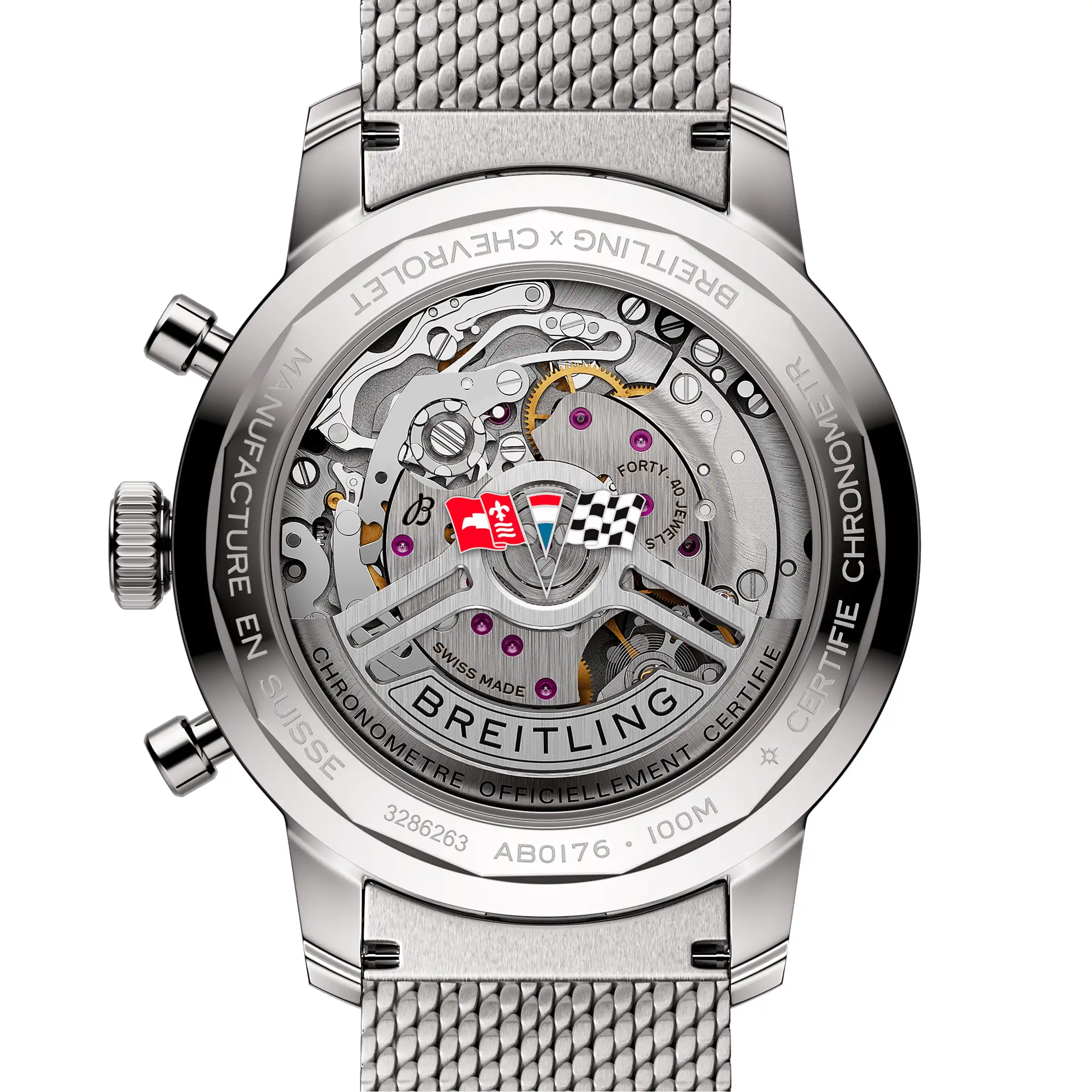 Replica Breitling Top Time B01 Classic Cars Chevrolet Corvette 41mm Mens Mesh Strap AB01761A1K1A1 - Image 4