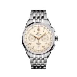 Replica Breitling Premier B01 Chronograph 42mm Mens Cream Stainless Steel AB0145211G1A1