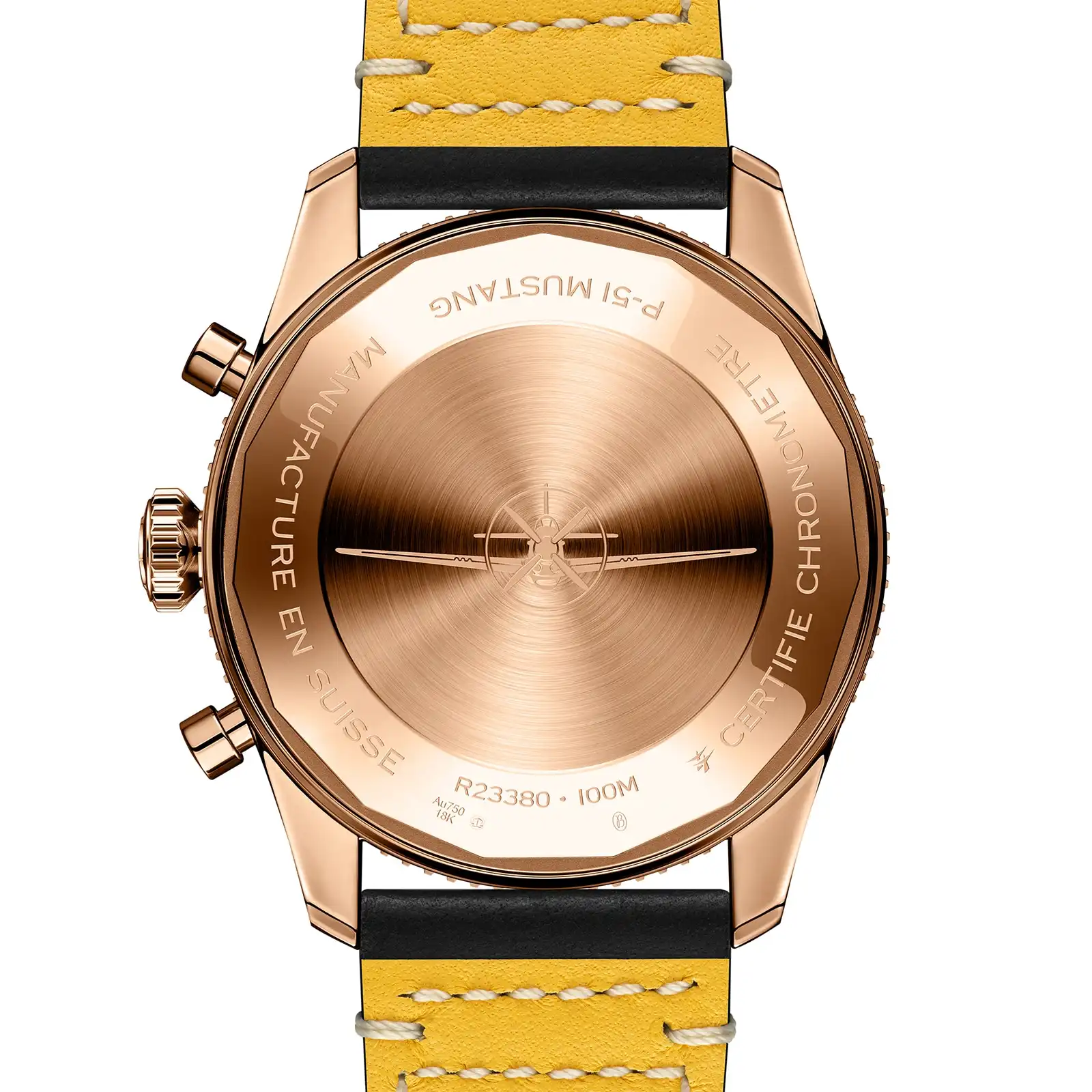 Replica Breitling Classic AVI Chronograph 42 P-51 Mustang 18K Red Gold Leather Strap R233801A1B1X1 - Image 2