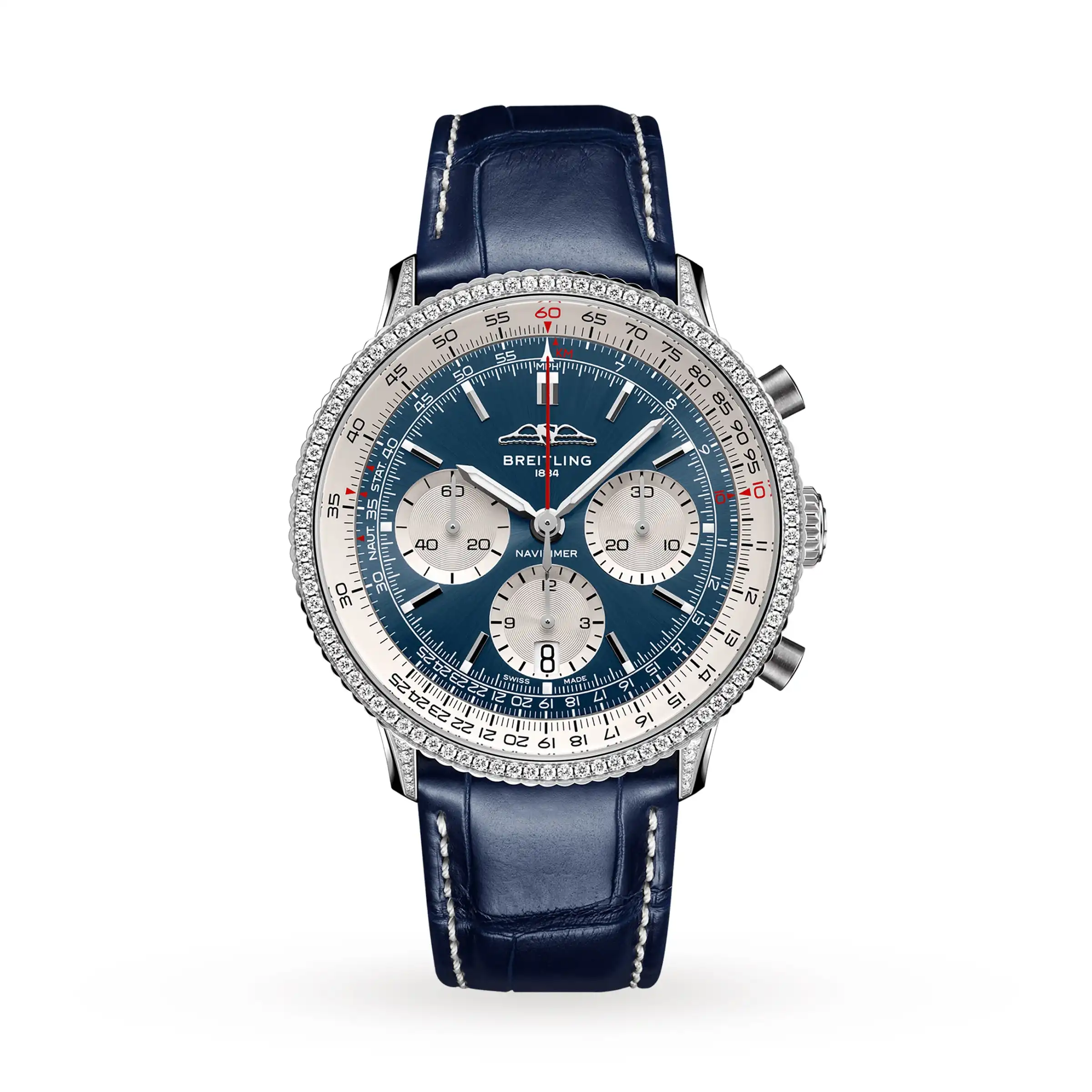 Replica Breitling Navitimer Chronograph 41mm Mens White Eyed Blue Dial AB0139631C1P1