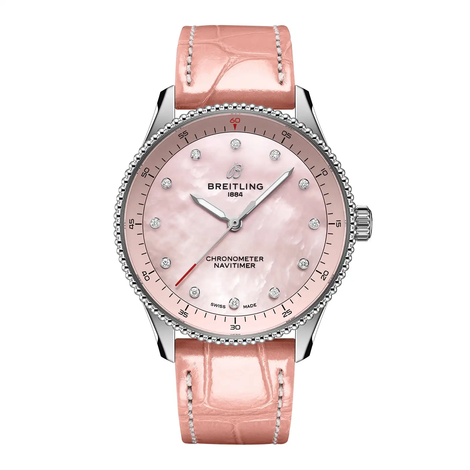 Replica Breitling Navitimer 32mm Ladies Pink Mother Of Pearl Leather A77320D91K1P1