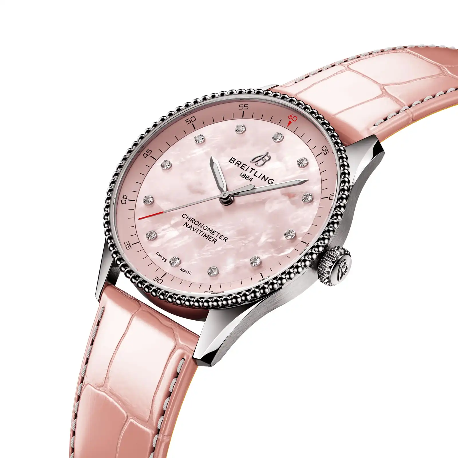 Replica Breitling Navitimer 32mm Ladies Pink Mother Of Pearl Leather A77320D91K1P1 - Image 3