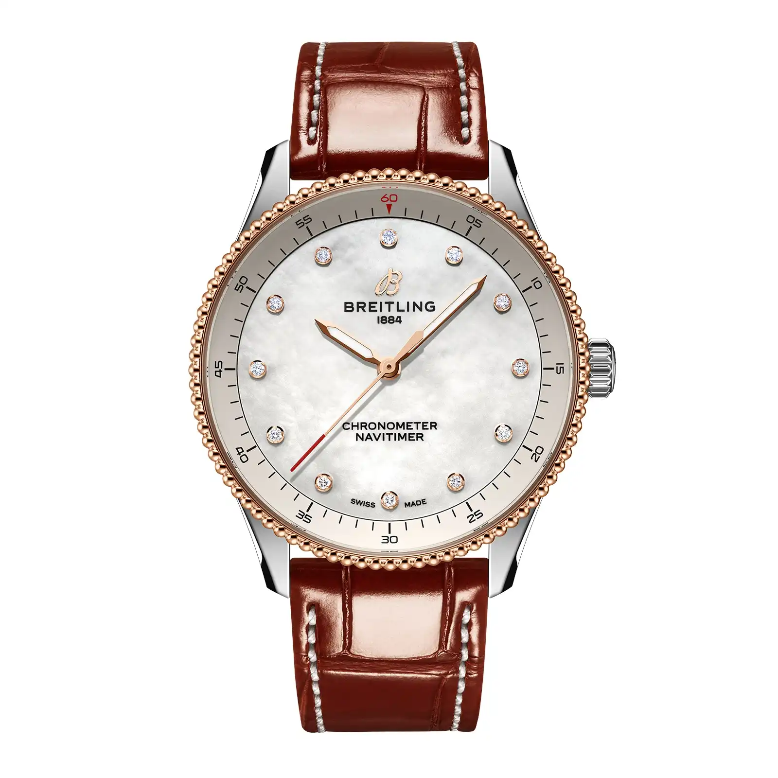 Replica Breitling Navitimer 32mm Ladies White Mother Of Pearl Leather U77320E61A1P1