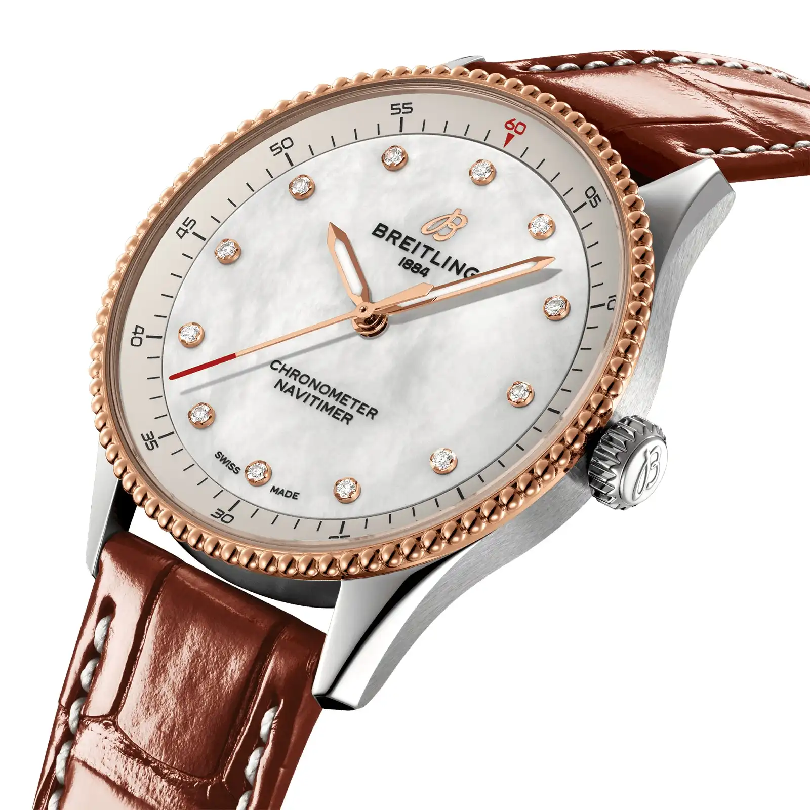 Replica Breitling Navitimer 32mm Ladies White Mother Of Pearl Leather U77320E61A1P1 - Image 3