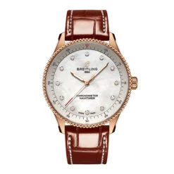 Replica Breitling Navitimer 32mm Ladies White Mother Of Pearl Leather 18k Red Gold R77320E61A1P1