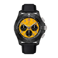 Replica Breitling Avenger B01 Chronograph 44mm Night Mission Mens Yellow Black Leather SB0147101I1X2