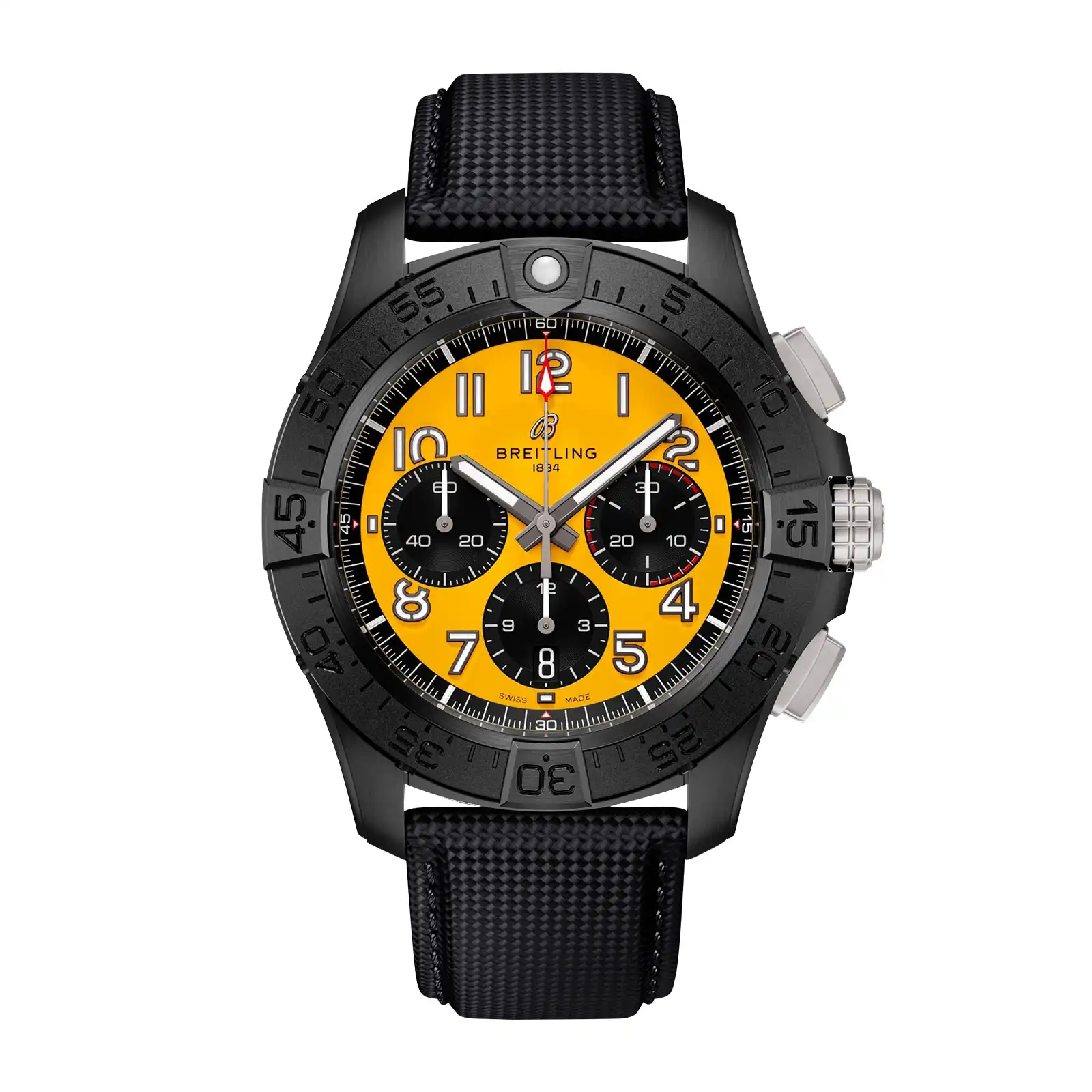 Replica Breitling Avenger B01 Chronograph 44mm Night Mission Mens Yellow Black Leather SB0147101I1X2