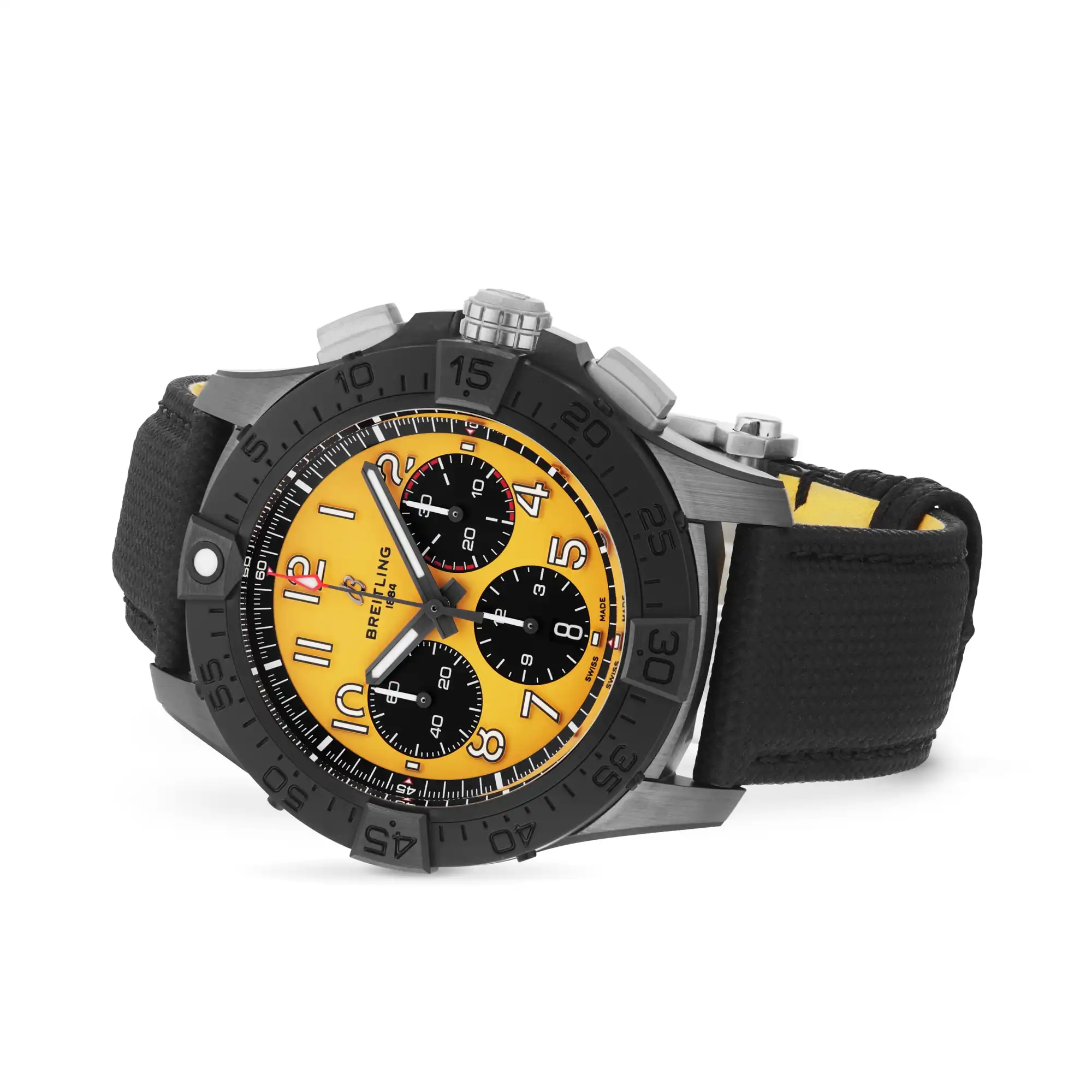 Replica Breitling Avenger B01 Chronograph 44mm Night Mission Mens Yellow Black Leather SB0147101I1X2 - Image 3