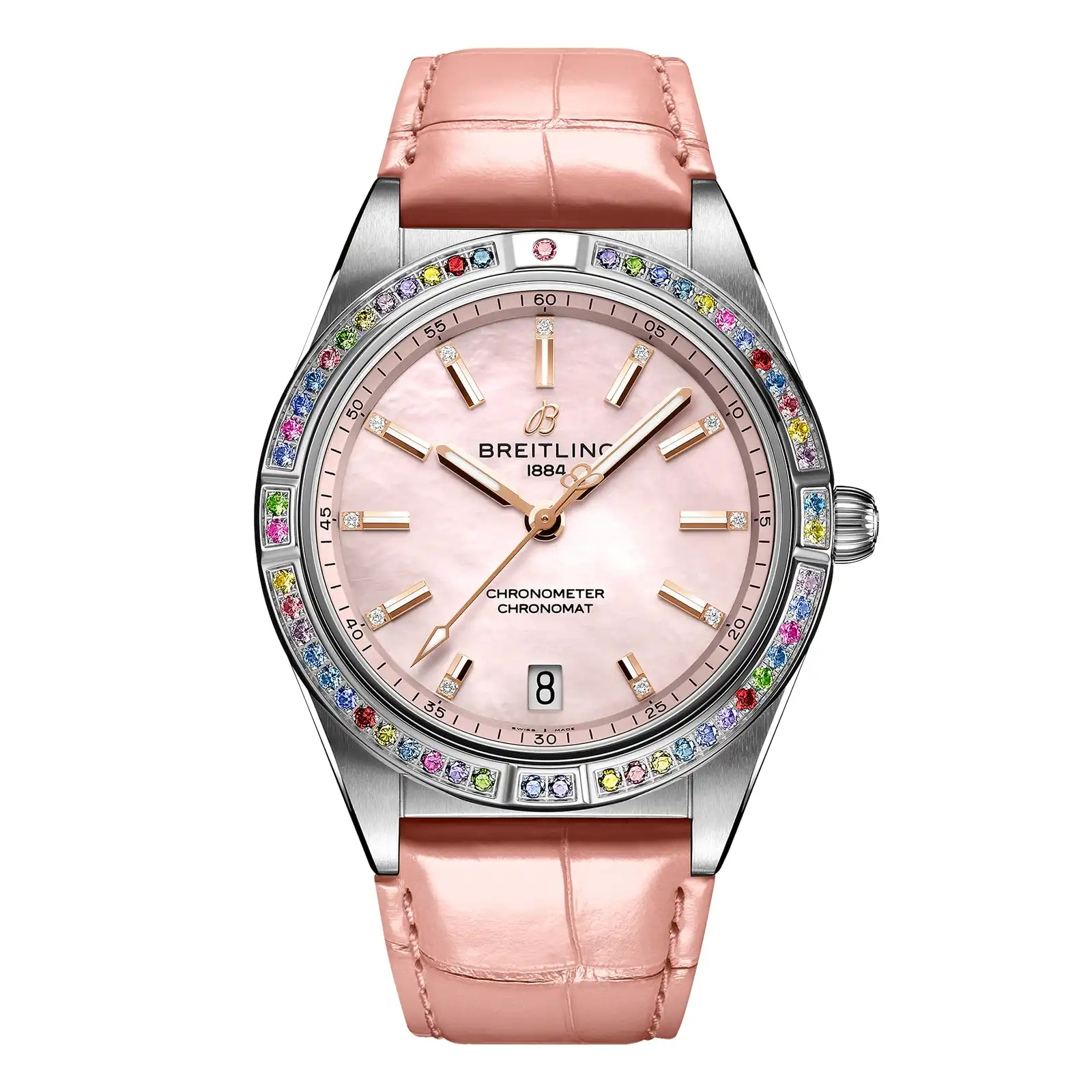 Replica Breitling Chronomat Automatic 36 South Sea Pink Leather Strap Ladies G10380BB1K1P1