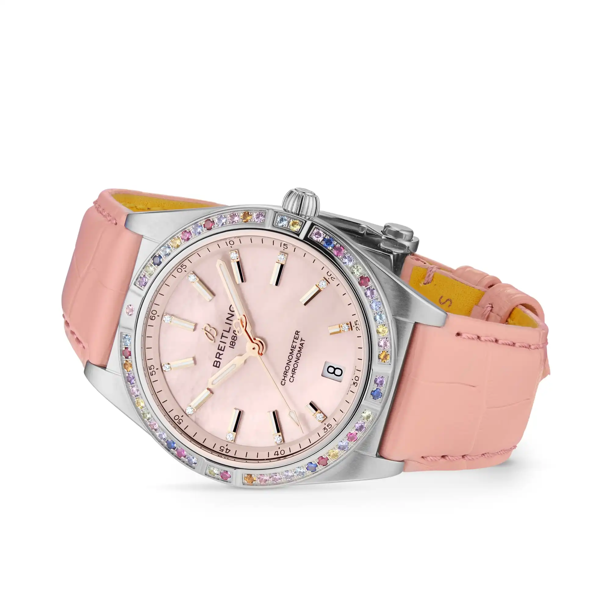 Replica Breitling Chronomat Automatic 36 South Sea Pink Leather Strap Ladies G10380BB1K1P1 - Image 3