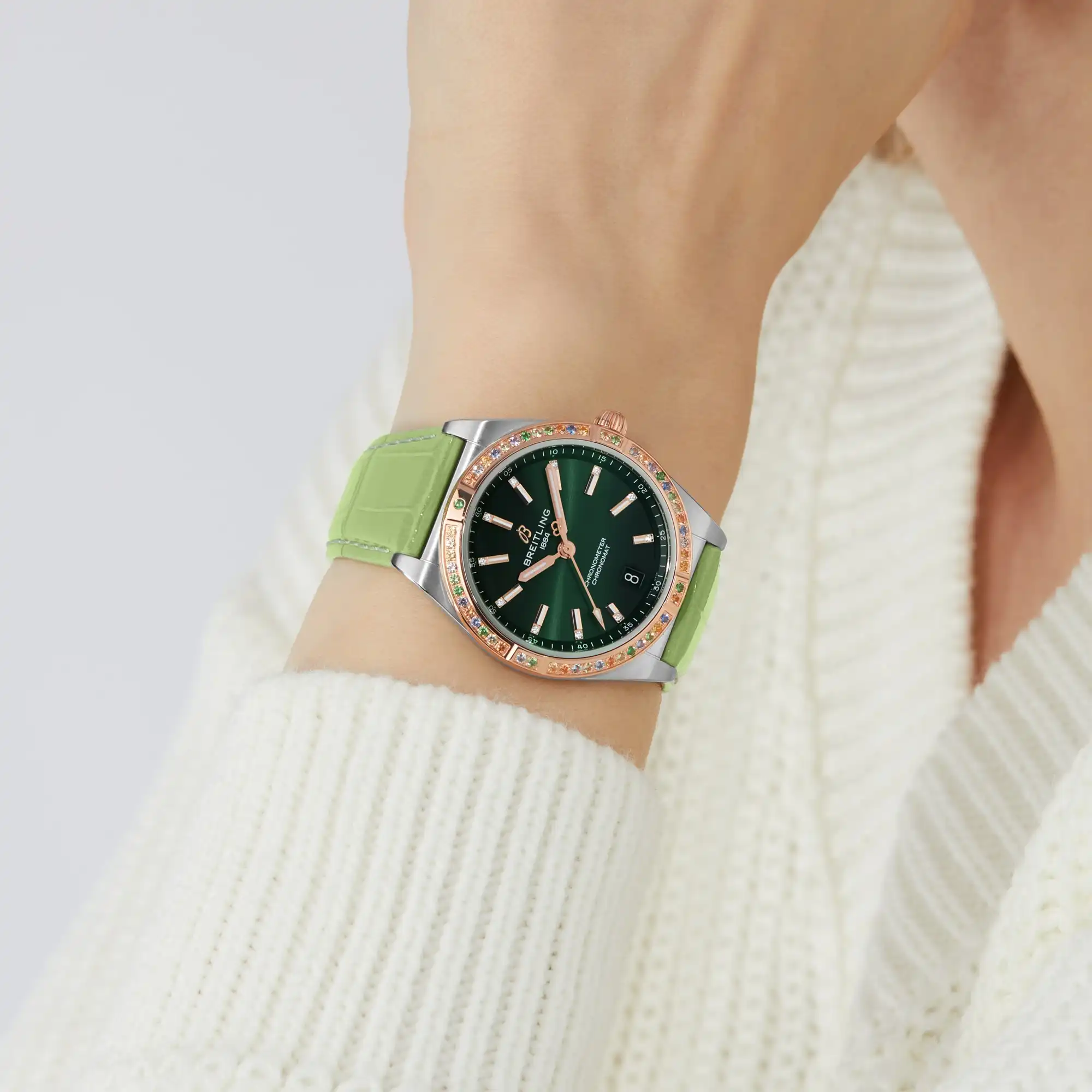 Replica Breitling Chronomat Automatic 36 South Sea Green Leather Strap Ladies U10380611L1P1 - Image 7