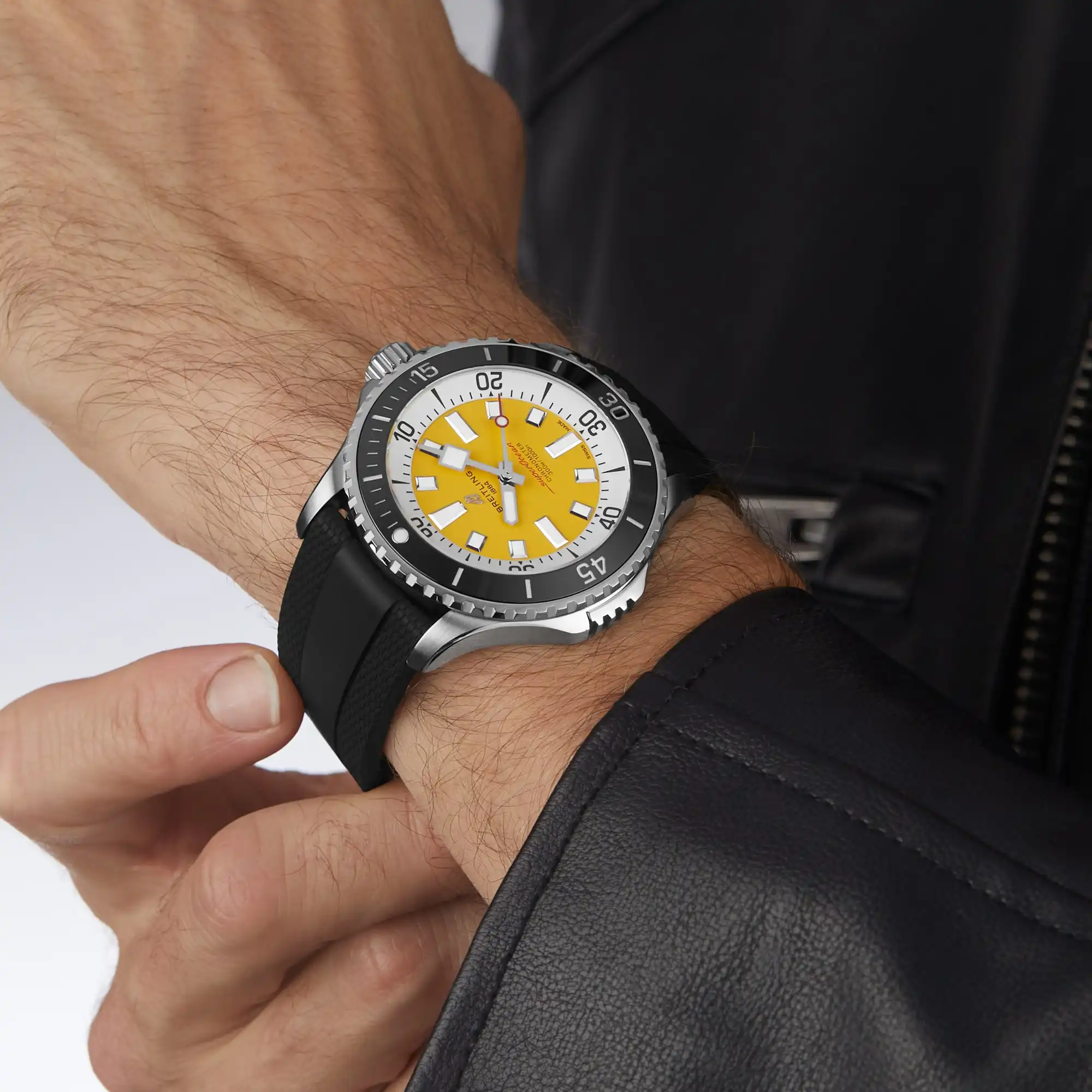 Replica Breitling Superocean Automatic Code Yellow UK Edition 46mm Mens Yellow Rubber A173781A1I1S1 - Image 8
