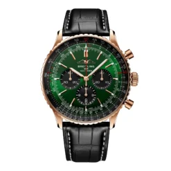 Replica Breitling Navitimer Chronograph 18ct Rose Gold 46mm Mens Green Leather RB0137241L1P1