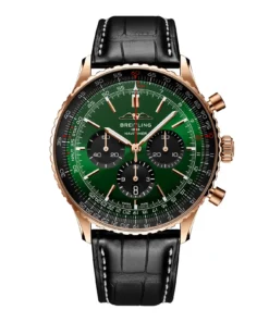 Replica Breitling Navitimer Chronograph 18ct Rose Gold 46mm Mens Green Leather RB0137241L1P1