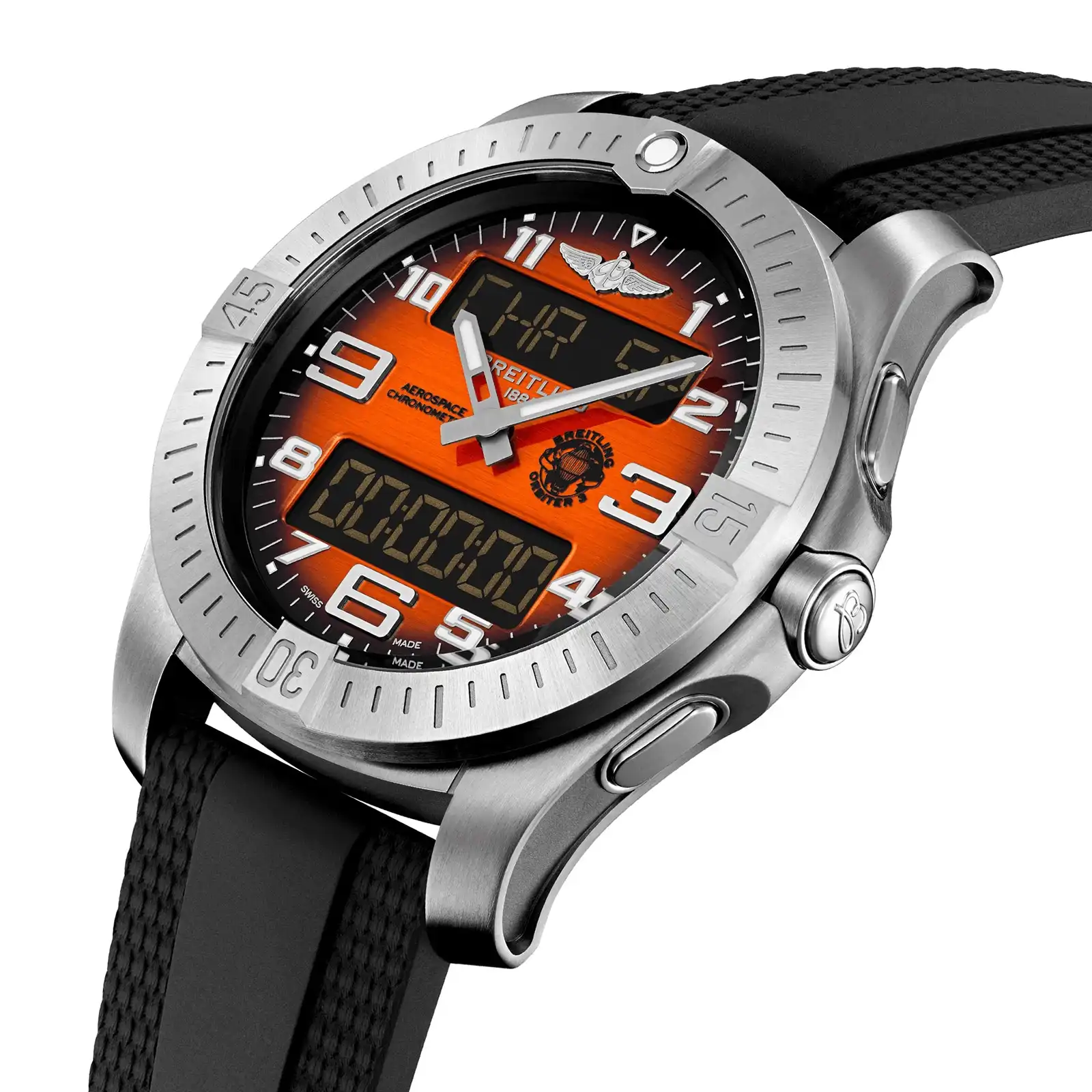 Replica Breitling Aerospace B70 Orbiter 25th Anniversary 43mm Mens Orange Rubber EB70101A1O1S1 - Image 3
