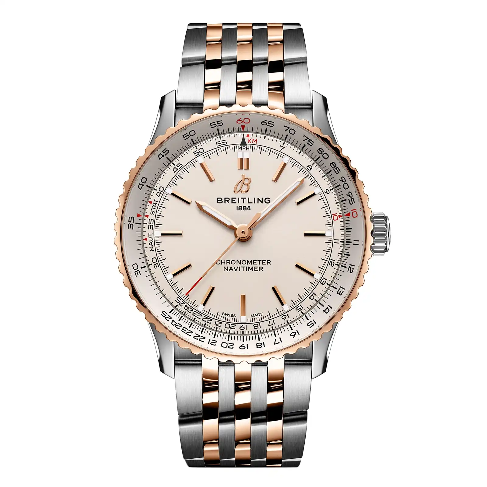 Replica Breitling Navitimer Automatic 41mm Mens Silver Stainless Steel And 18k Red Gold U17329F41G1U1