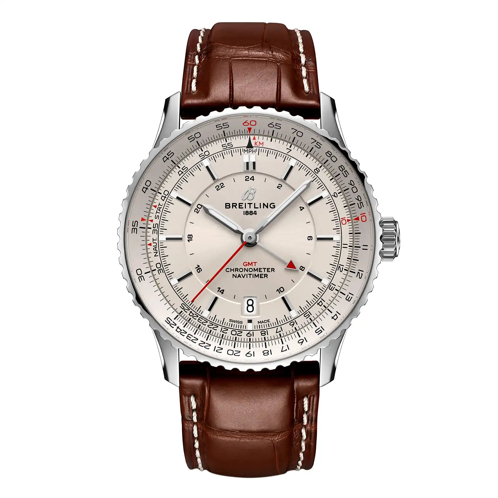 Replica Breitling Navitimer Automatic GMT 41mm Mens Silver A32310211G1P1
