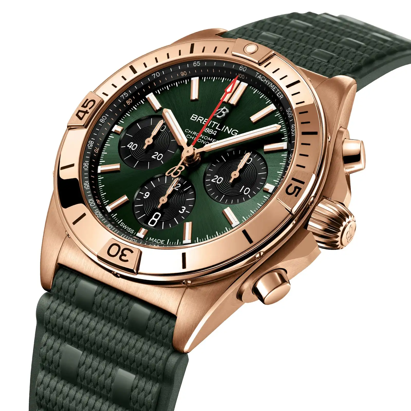 Replica Breitling Chronomat B01 Chronograph 42mm Mens Green Rubber RB0134101L1S1 - Image 3