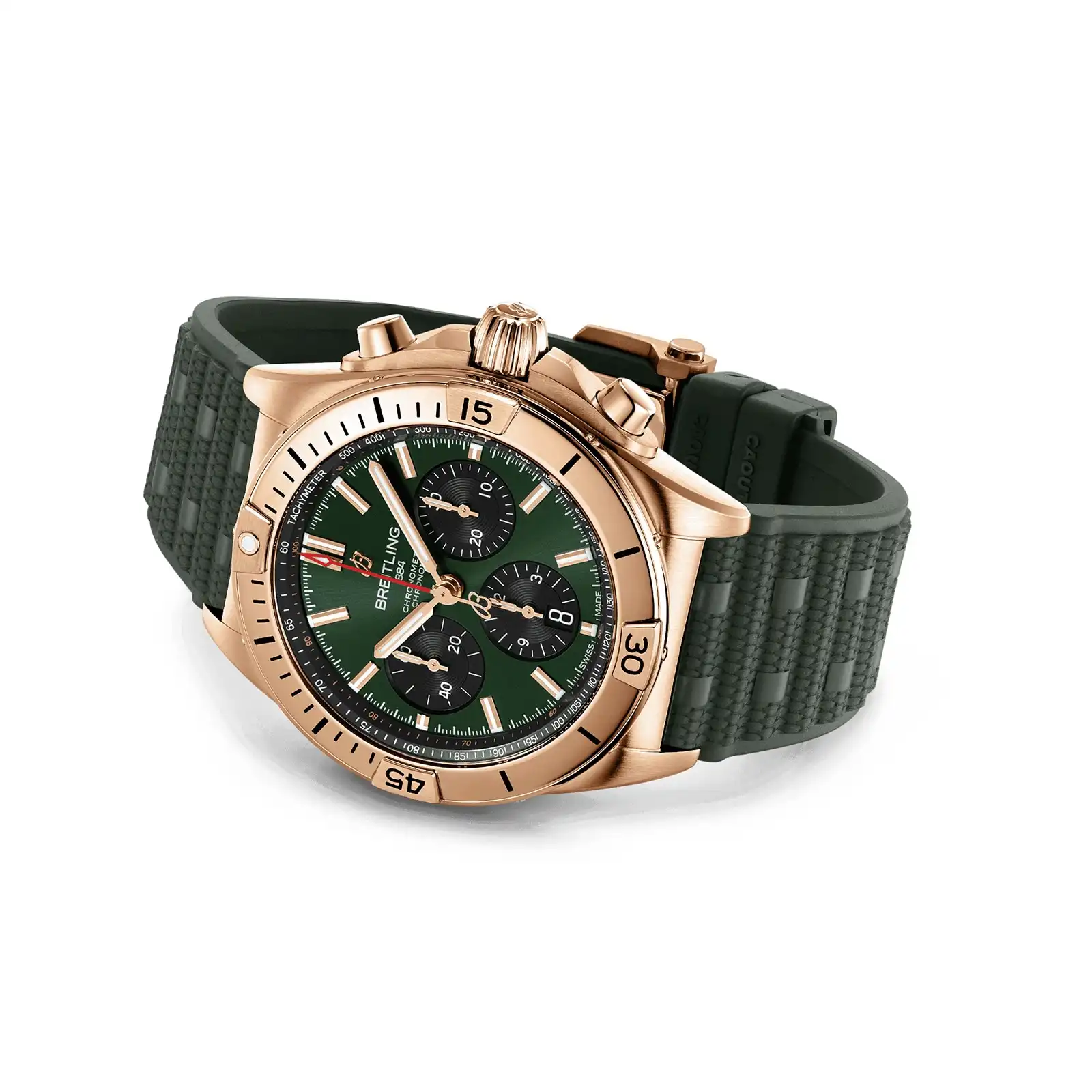 Replica Breitling Chronomat B01 Chronograph 42mm Mens Green Rubber RB0134101L1S1 - Image 4
