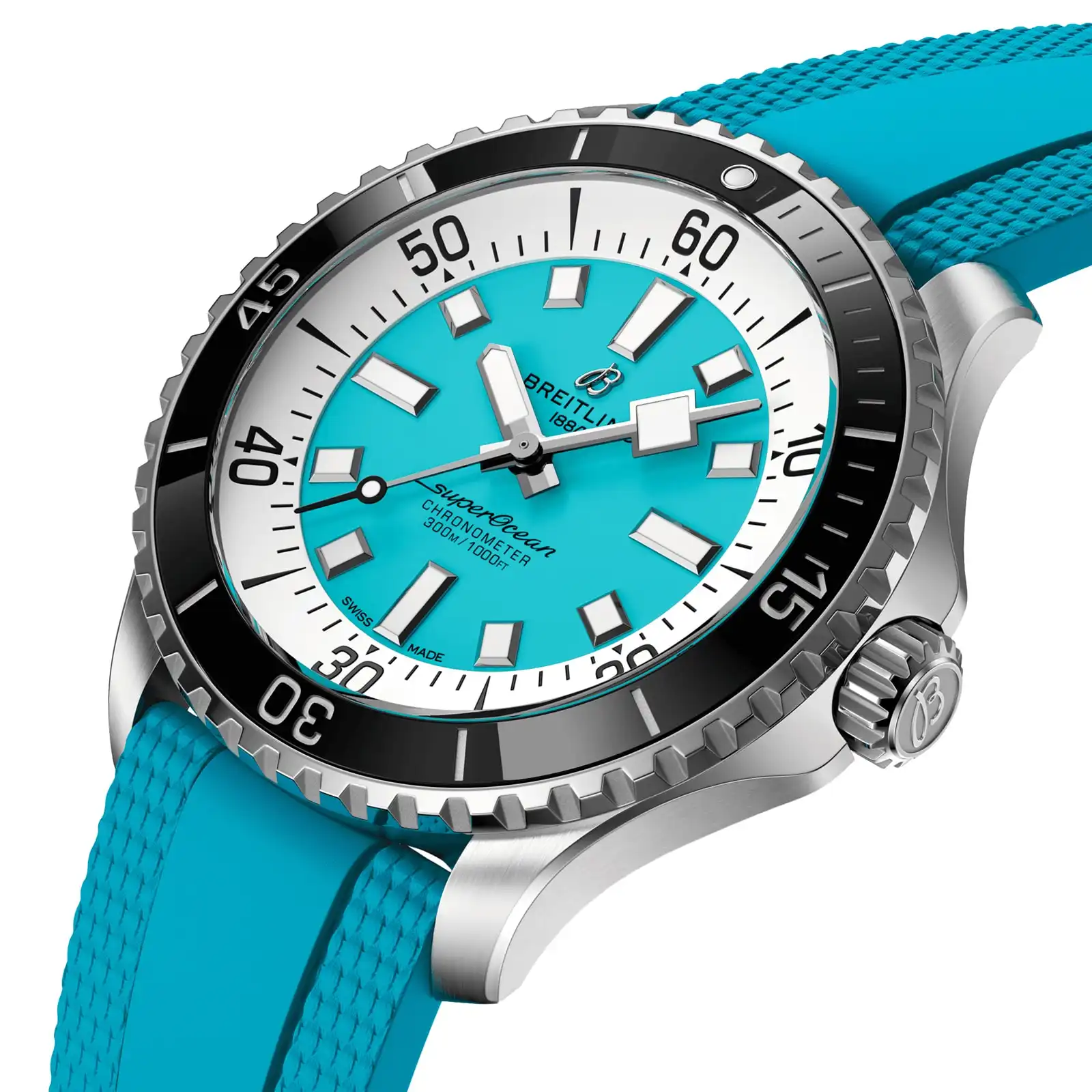 Replica Breitling Superocean Automatic 44mm Mens Turquoise Rubber A17376211L2S2 - Image 3