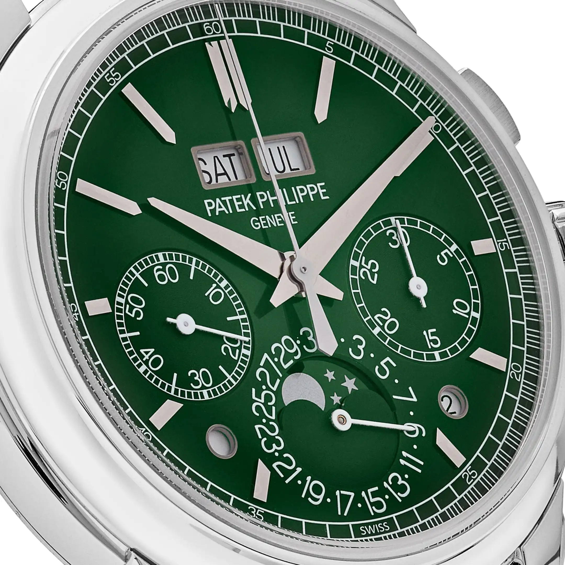 Replica Patek Philippe Grand Complications 5270P-014 Perpetual Calendar Chronograph Platinum Green Dial - Image 5