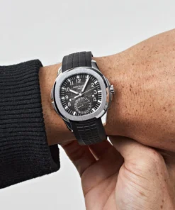 Alternative view of Replica Patek Philippe Aquanaut 5164A-001 Travel Time Stainless Steel Black Dial (2013)