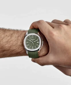 Alternative view of Replica Patek Philippe Aquanaut 5168G-010 ‘Jumbo’ White Gold Khaki Green