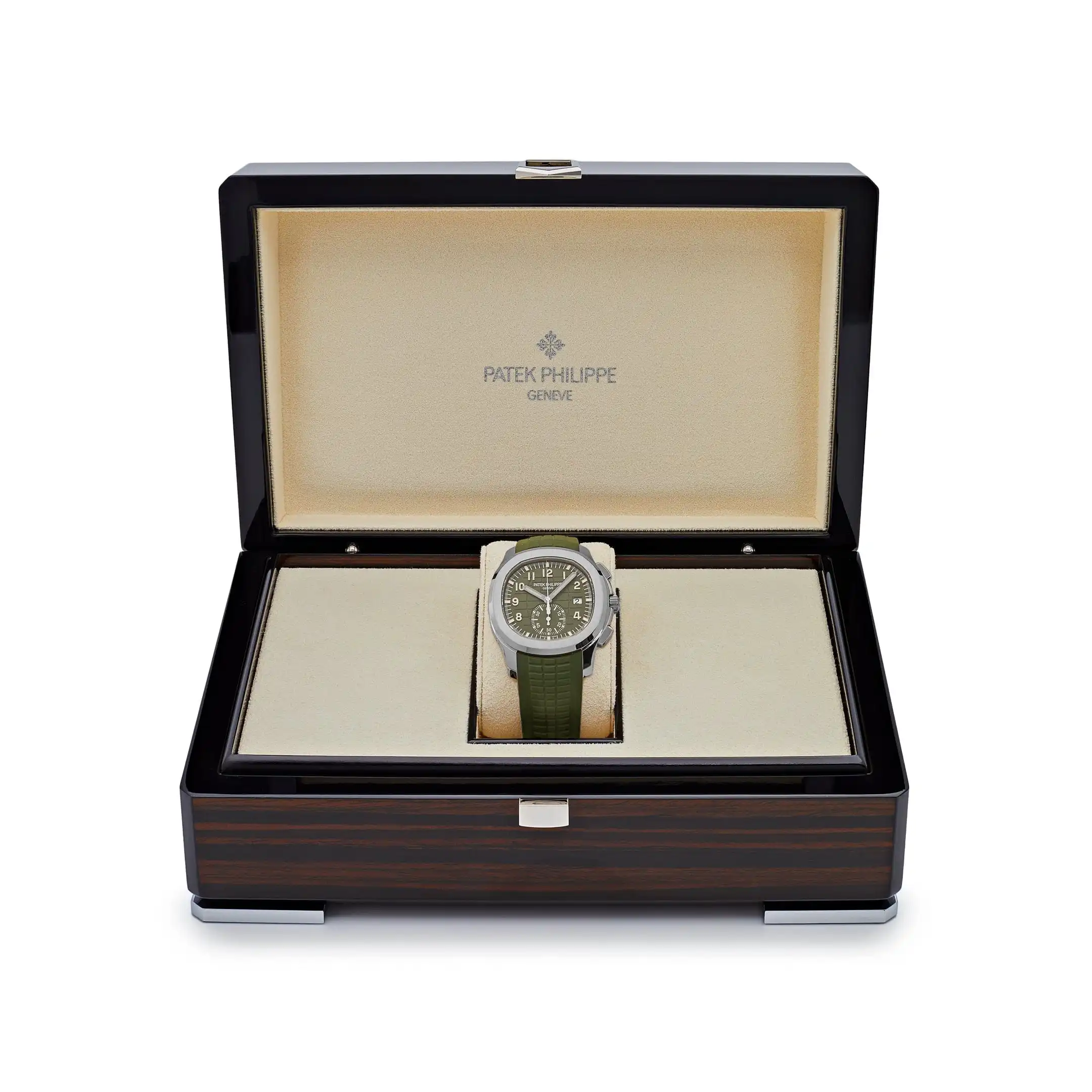 Replica Patek Philippe Aquanaut 5968G-010 Chronograph White Gold Khaki Green Dial - Image 7