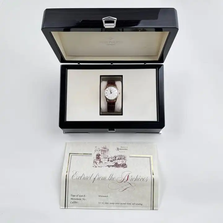 Replica Patek Philippe Calatrava 3998 Yellow Gold Cream Dial Leather Strap (1997) - Image 12