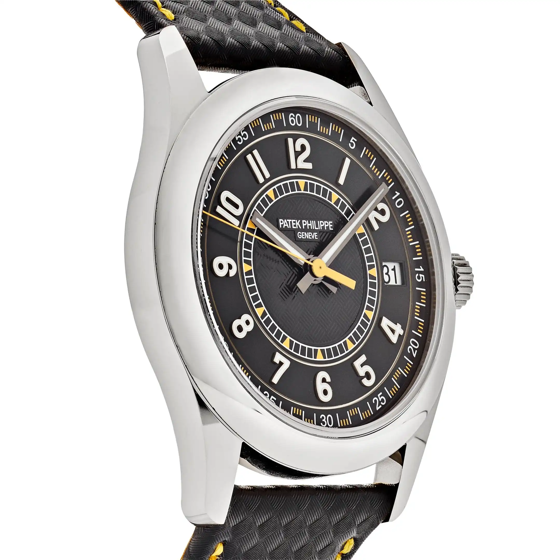 Replica Patek Philippe Calatrava 6007G-001 White Gold Black Dial Yellow Accents - Image 4