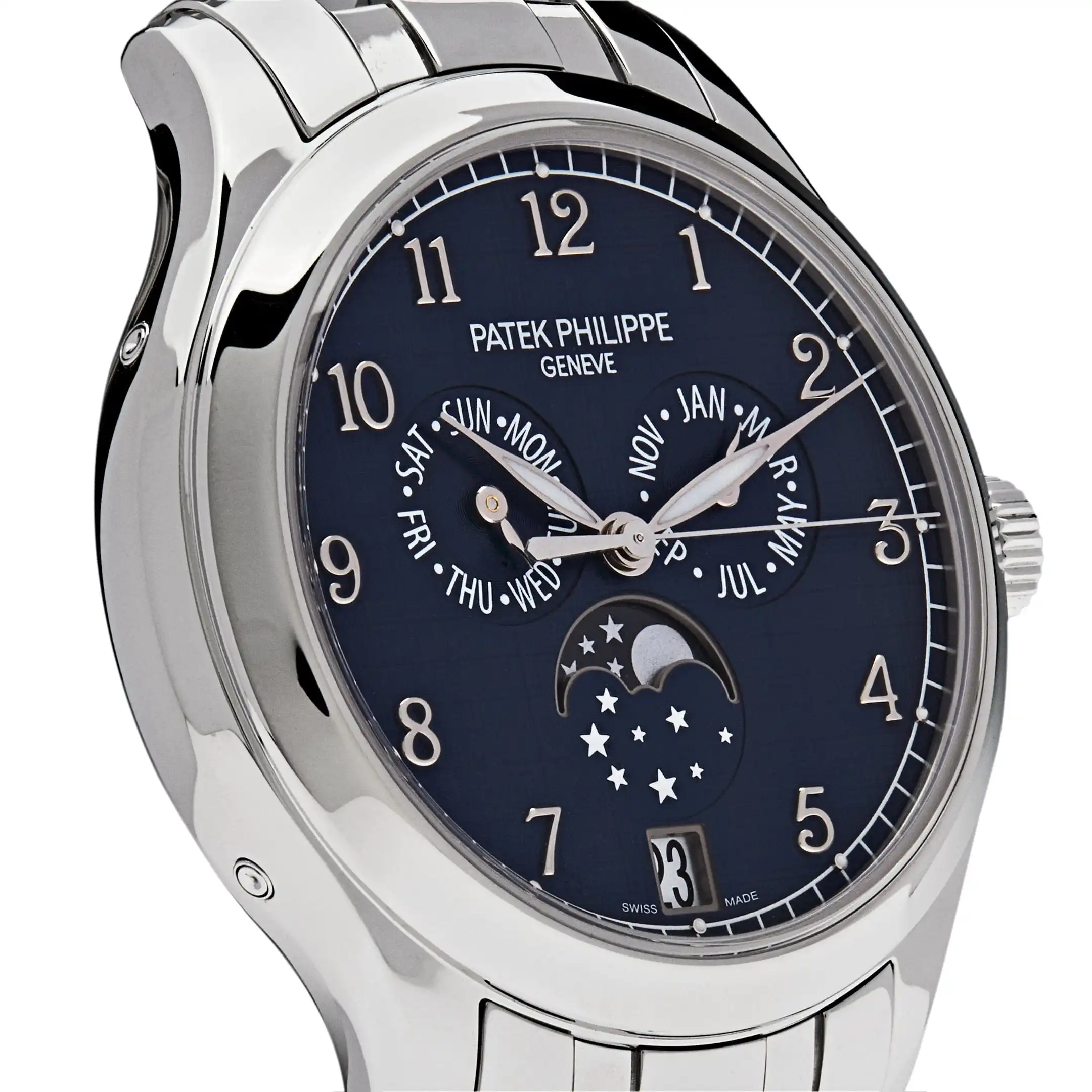 Replica Patek Philippe Complications 4947/1A-001 Annual Calendar Moon Phases Stainless Steel Blue Dial - Image 3