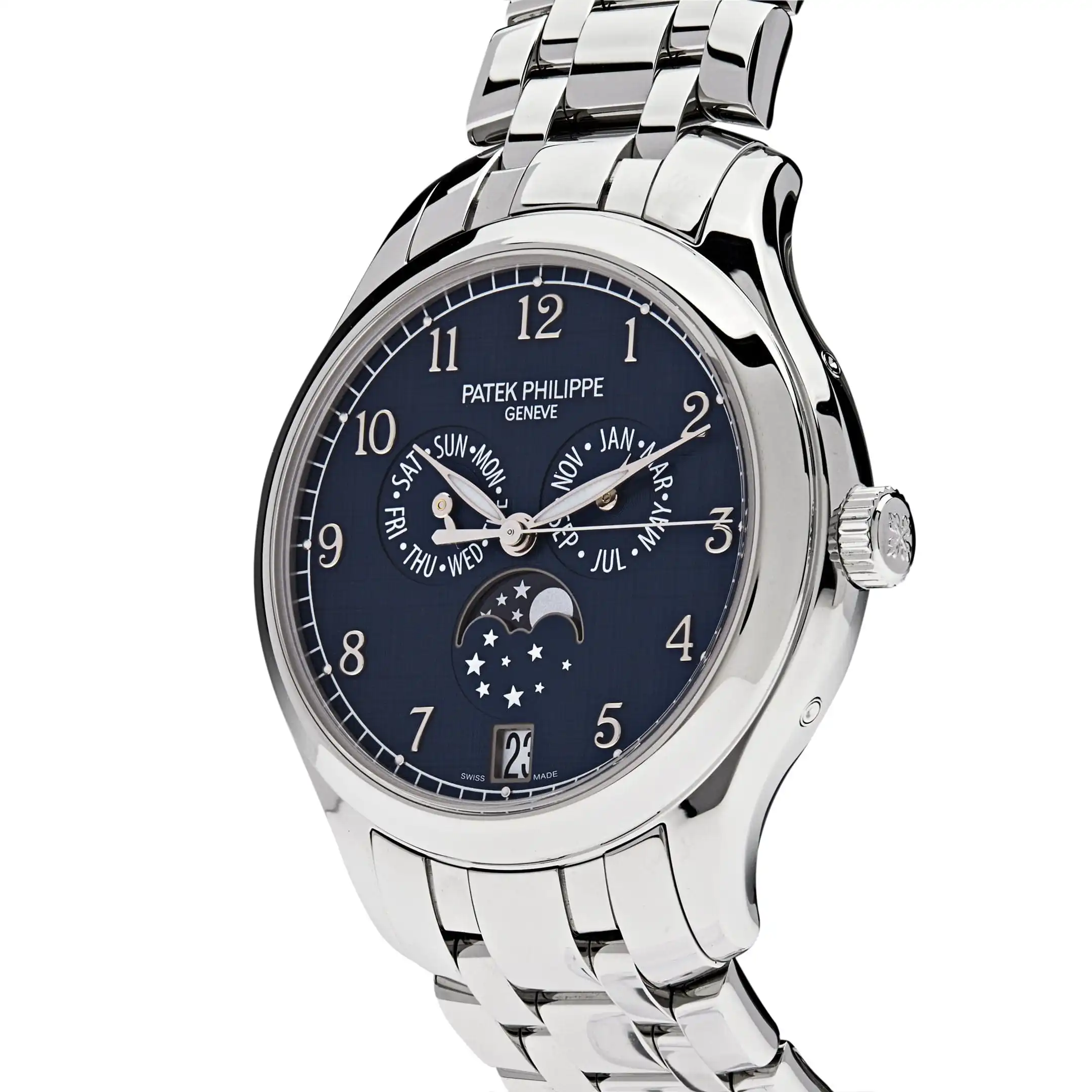 Replica Patek Philippe Complications 4947/1A-001 Annual Calendar Moon Phases Stainless Steel Blue Dial - Image 2